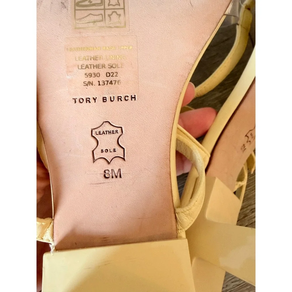 Tory Burch Lucite T-Heel Sandal Womens Pale Yellow Size 8M